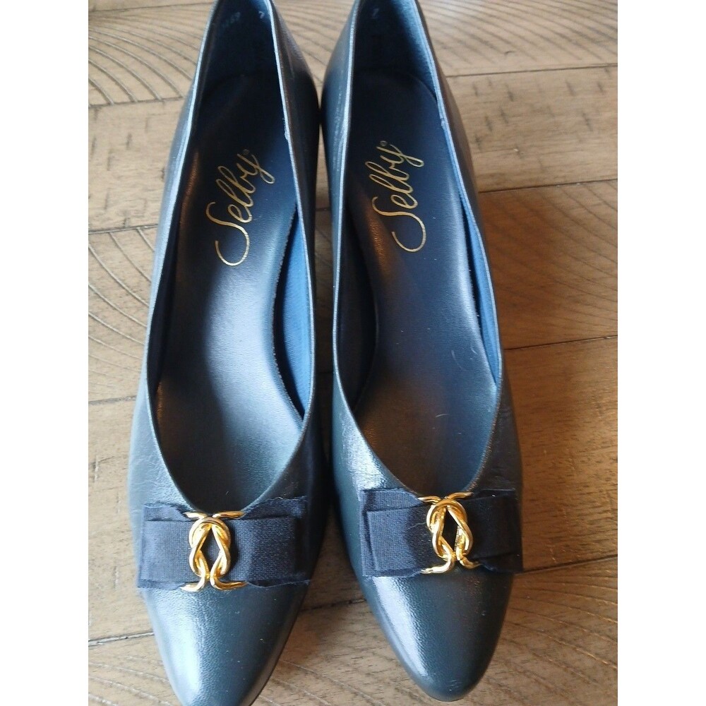 Selby Navy leather Womens Shoes 10.5